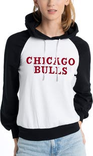 LUSSO Women's Lusso White Chicago Bulls Marlowe Tri-Blend Raglan Pullover Hoodie