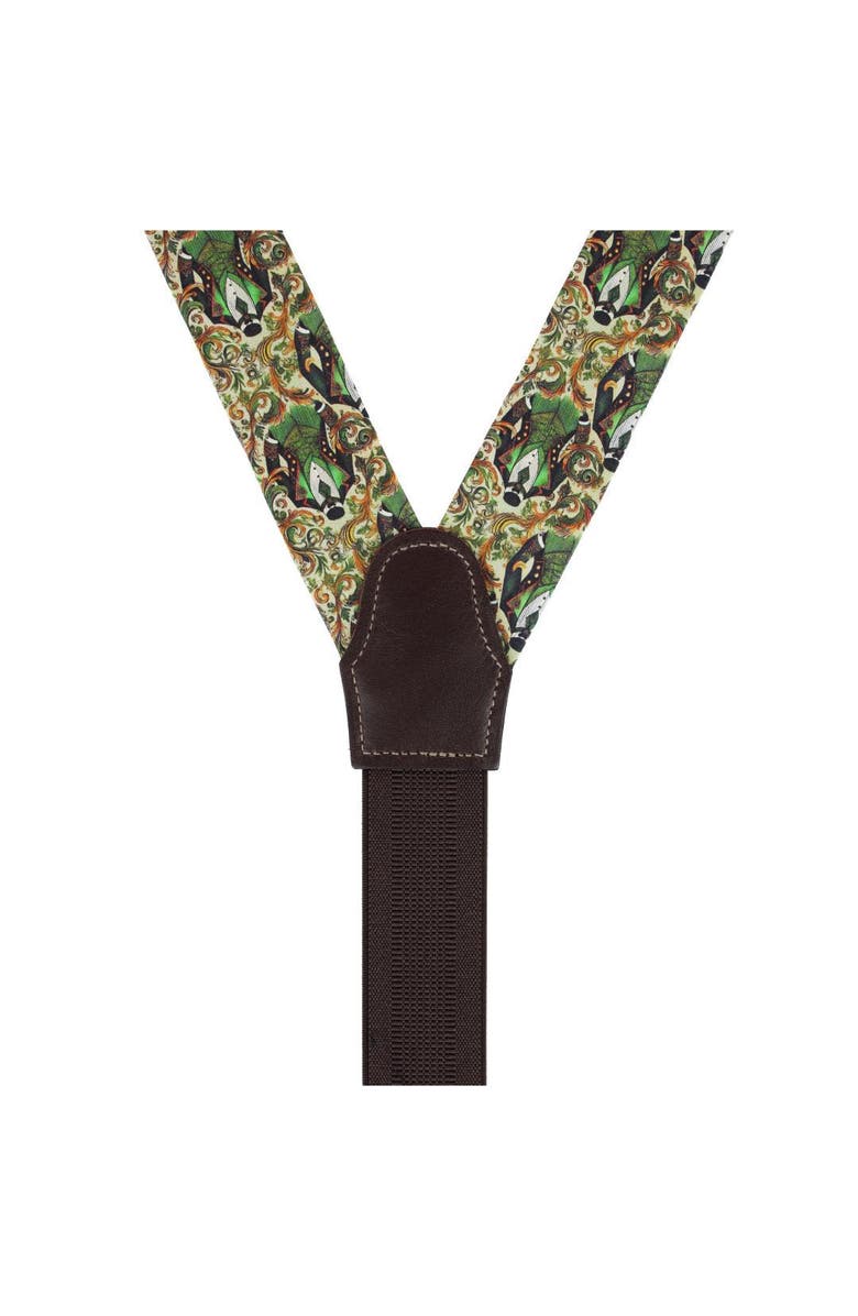 Trafalgar Shall We Dance Silk Novelty Button End Suspenders, Alternate, color, Green