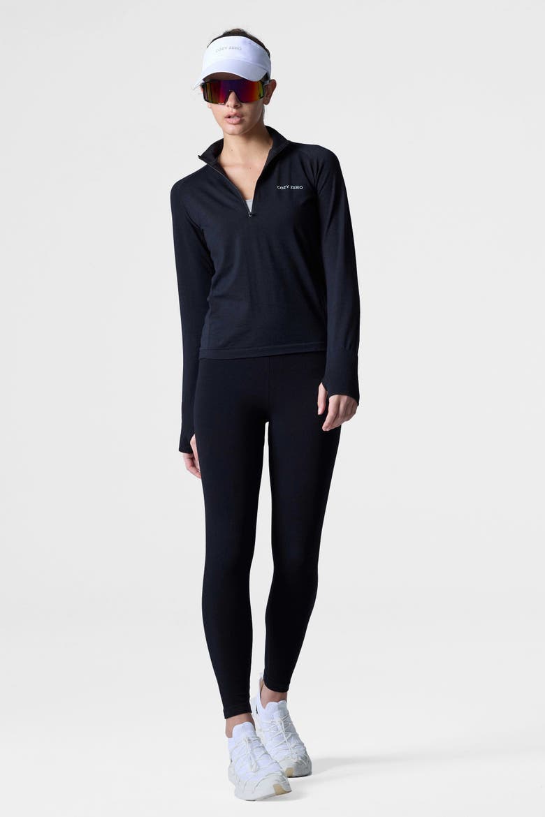 Tech Merino Classic Fit Half Zip Long Sleeve Base Layer, Alternate, color, Black