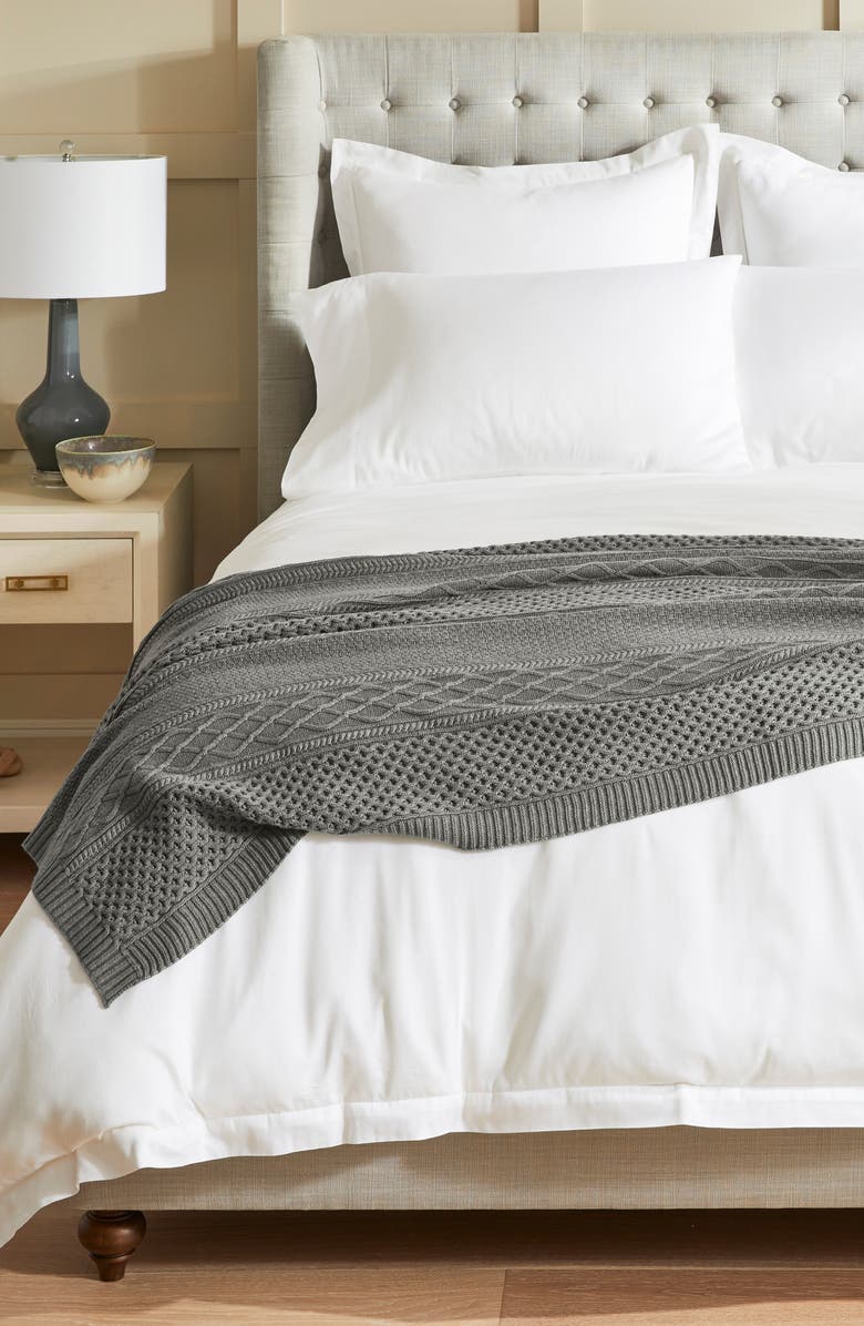 Boll & Branch Aran Cable Organic Cotton Throw Blanket, Alternate, color, 