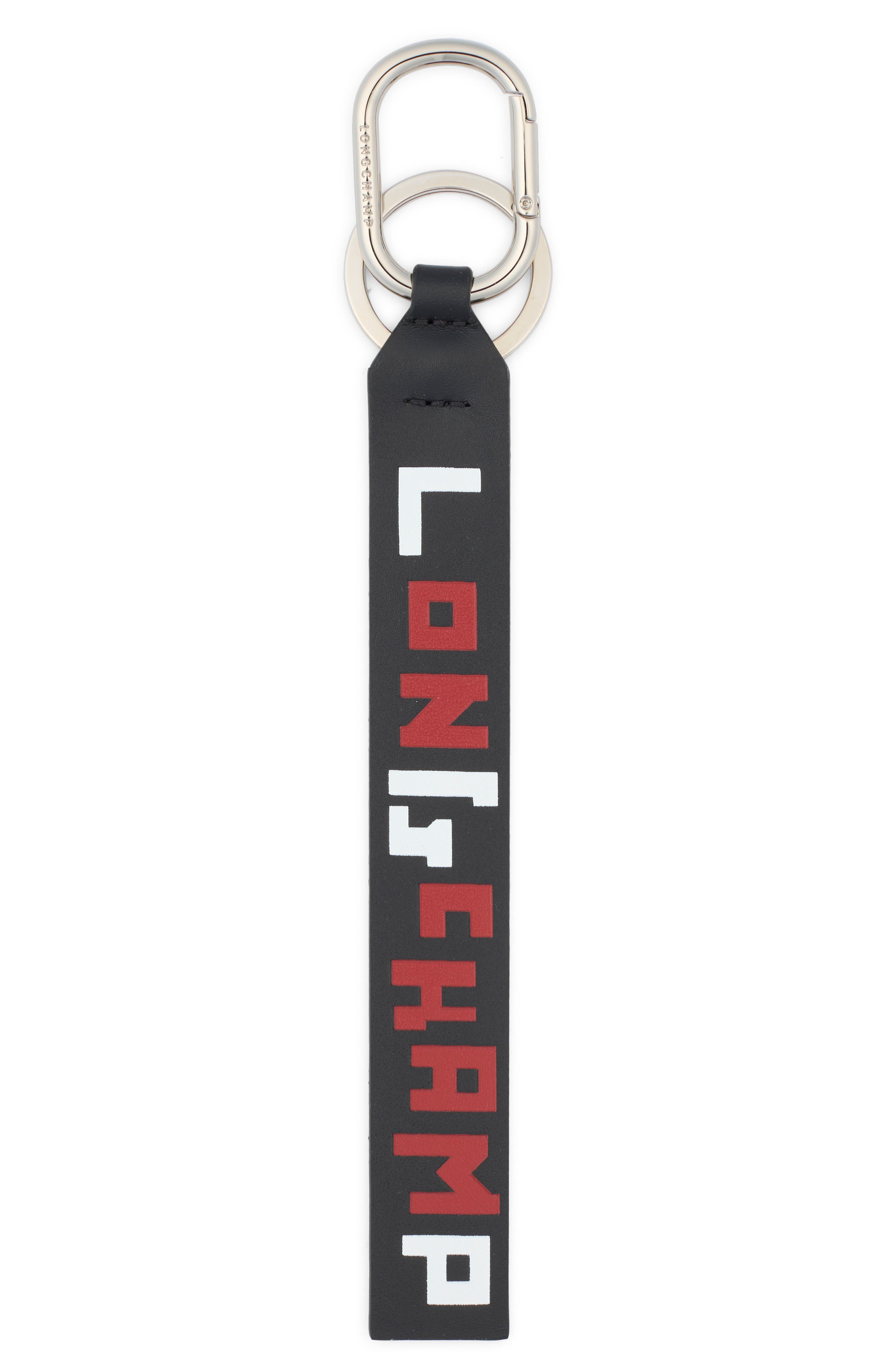 Longchamp Logo Leather Lanyard Key Ring