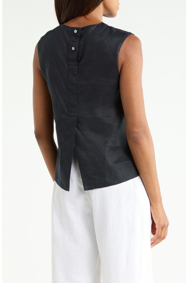 Button Back Sleeveless Shell, Alternate, color, BLACK