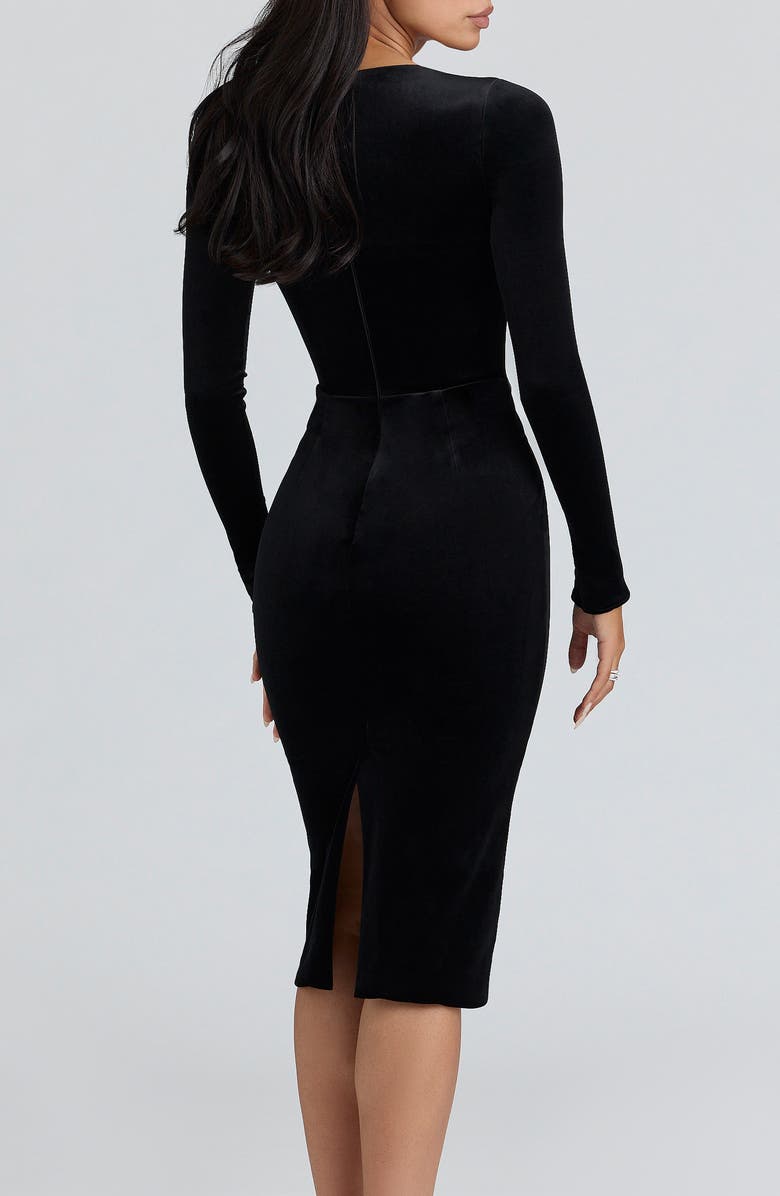 HOUSE OF CB Asha Long Sleeve Velvet Dress, Alternate, color, Black