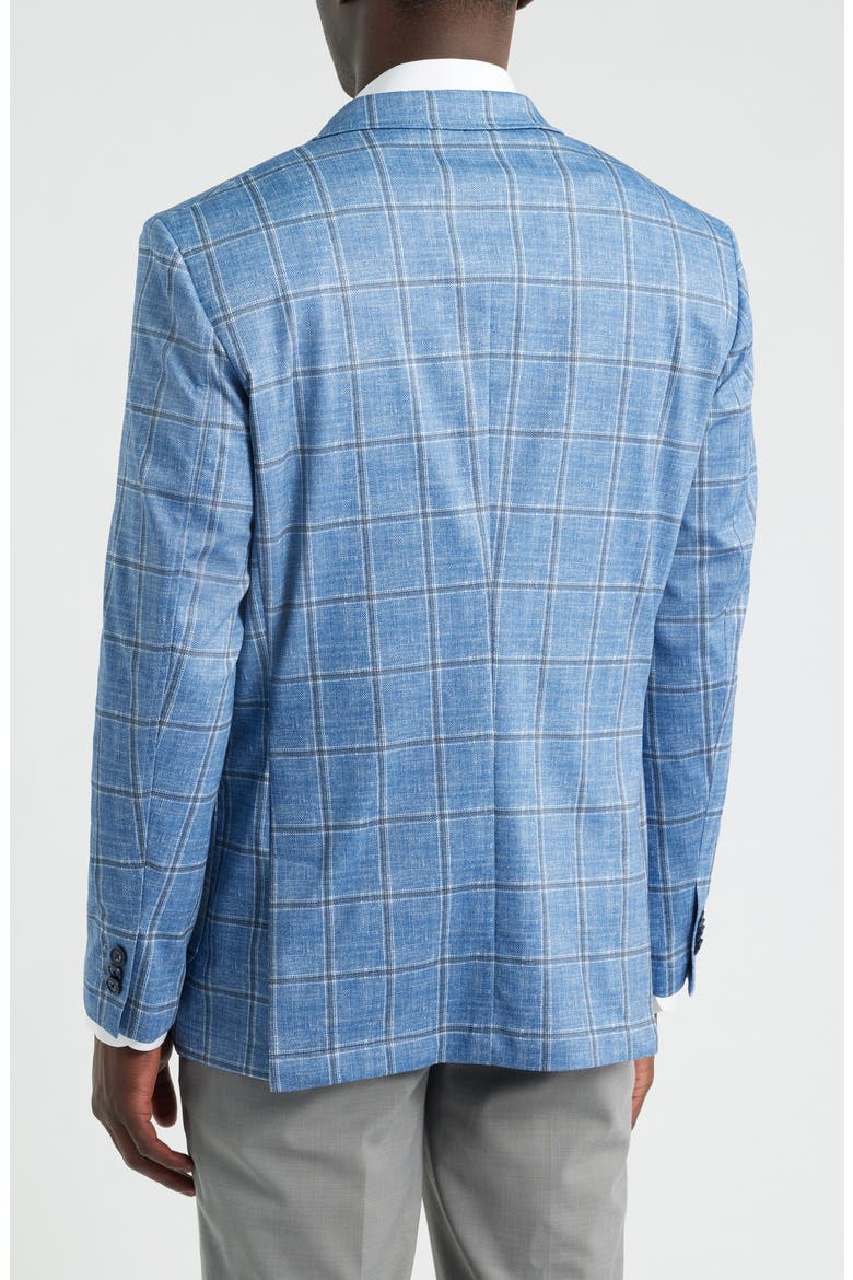 XC Flex® Pinnacle Light Blue Windowpane Check Knit Sport Coat, Alternate, color, BLUE / TAN SHADOW PLAID