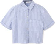 MANGO Stripe Short Sleeve Button-Up Shirt