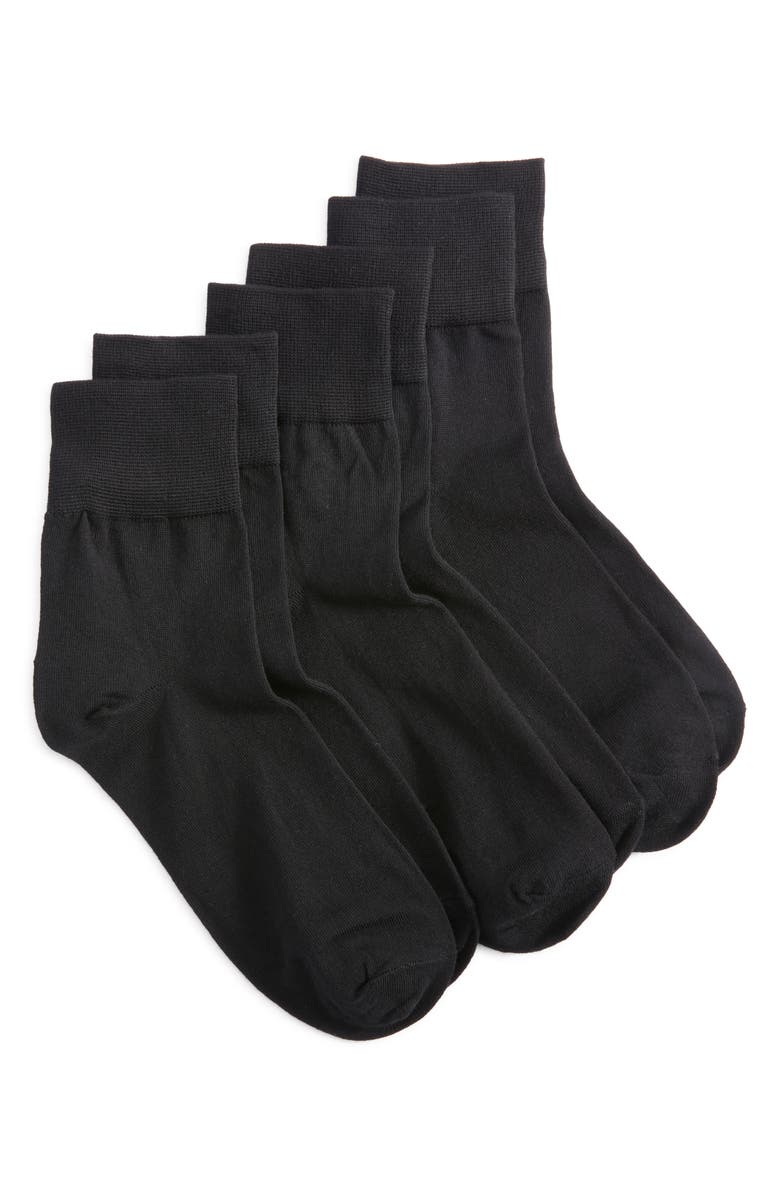Stems 3-Pack Finely Knit Cotton Blend Trouser Socks, Main, color, Black