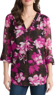 Jones New York Floral Print V-Neck Tunic