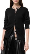 Burberry Check Trim Wool Cardigan