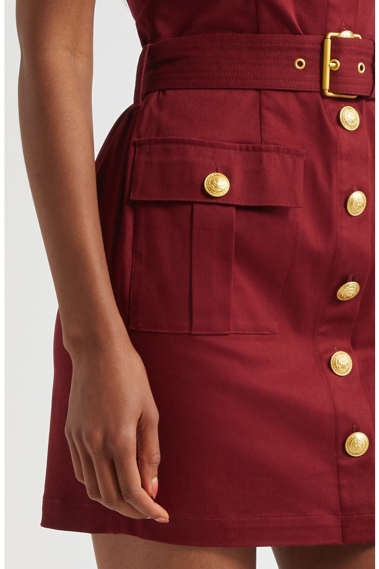 Midy Button Sleeveless Stretch Cotton Minidress, Alternate, color, BLACK CHERRY
