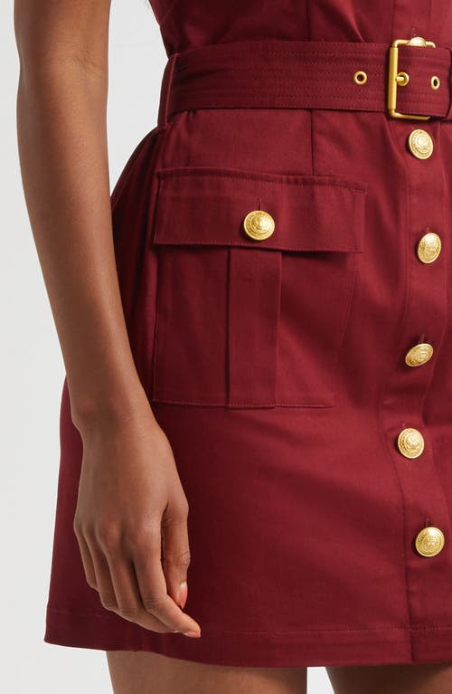 L'agence Midy Button-front Dress In Burgundy