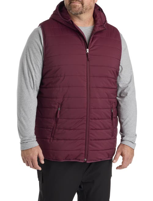 Society Of One By Dxl Big & Tall Hooded Puffer Vest In Burgundy