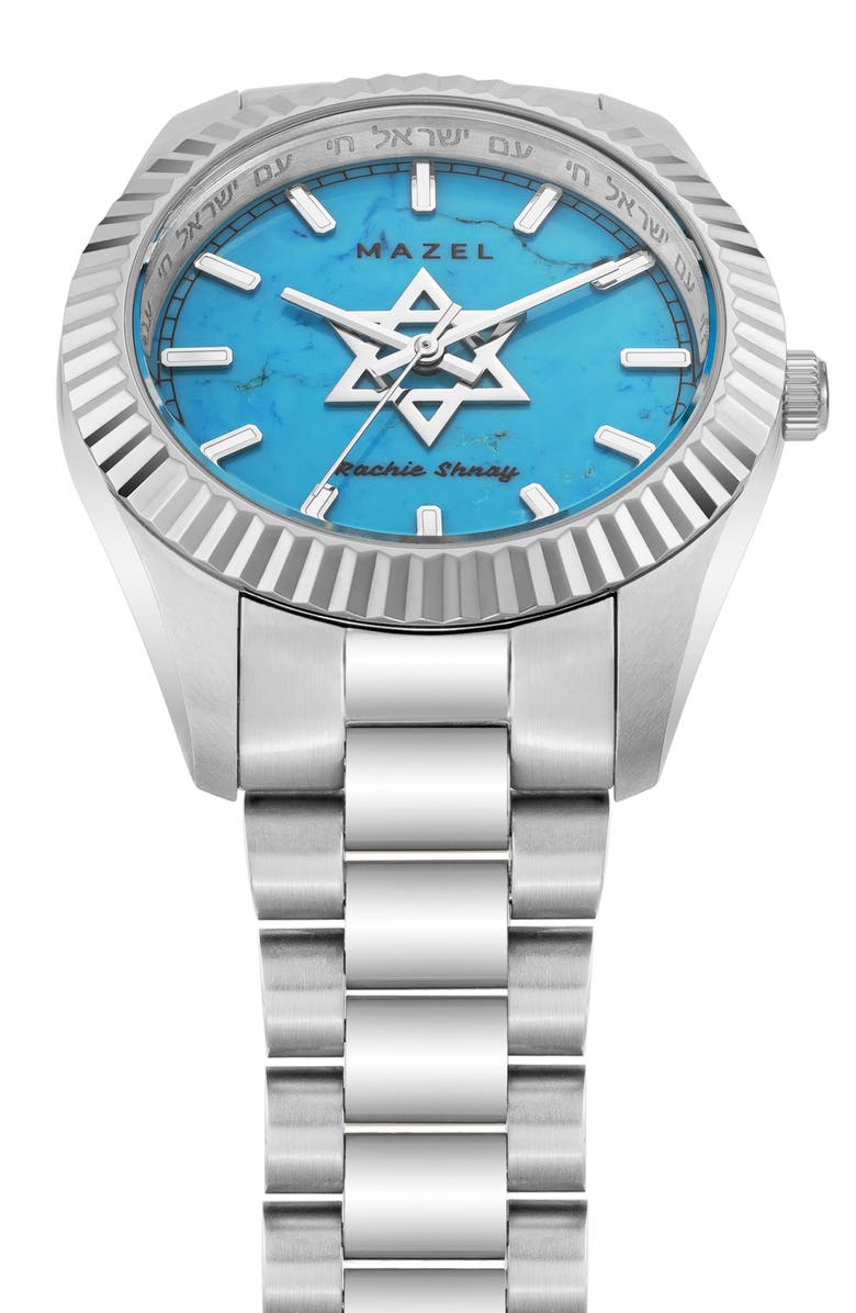 Rachie Shnay The Mazel Turquoise Bracelet Watch, 36mm, Alternate, color, Turqoise