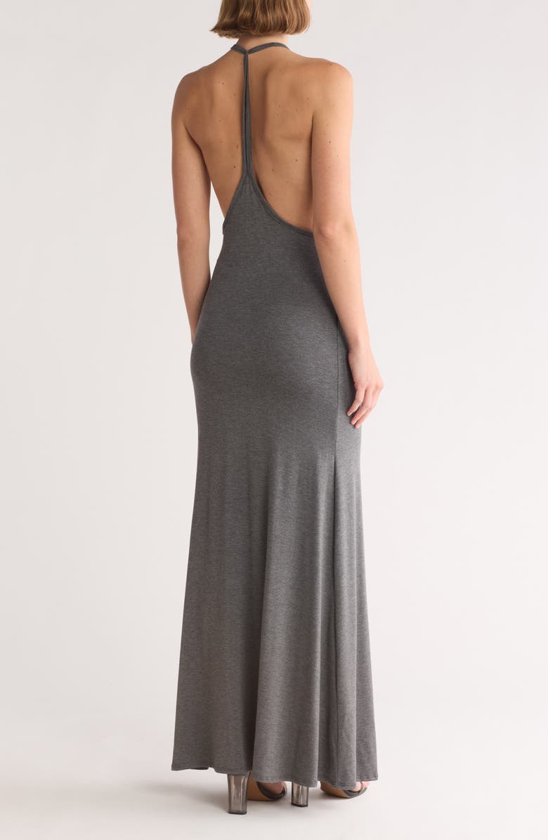 GO COUTURE Plunge Neck Maxi Dress, Alternate, color, Charcoal