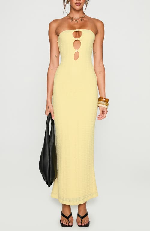 Princess Polly Saijana Strapless Maxi Dress in Lemon at Nordstrom, Size 4