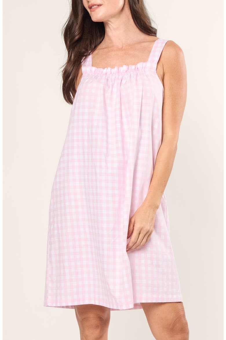 Annabelle Gingham Brushed Cotton Twill Nightgown, Main, color, PINK