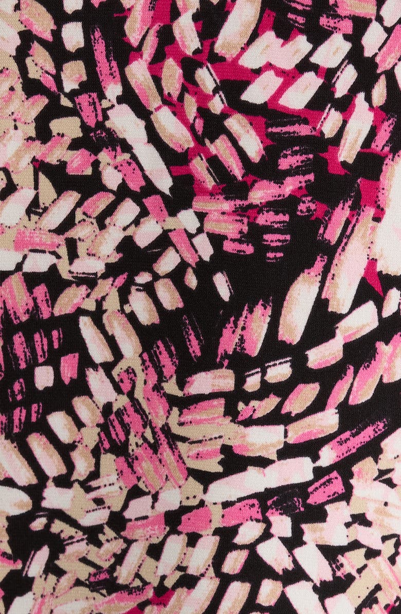 AK ANNE KLEIN Abstract Print Ruffle Elbow Sleeve Top, Alternate, color, Pink Berry Multi