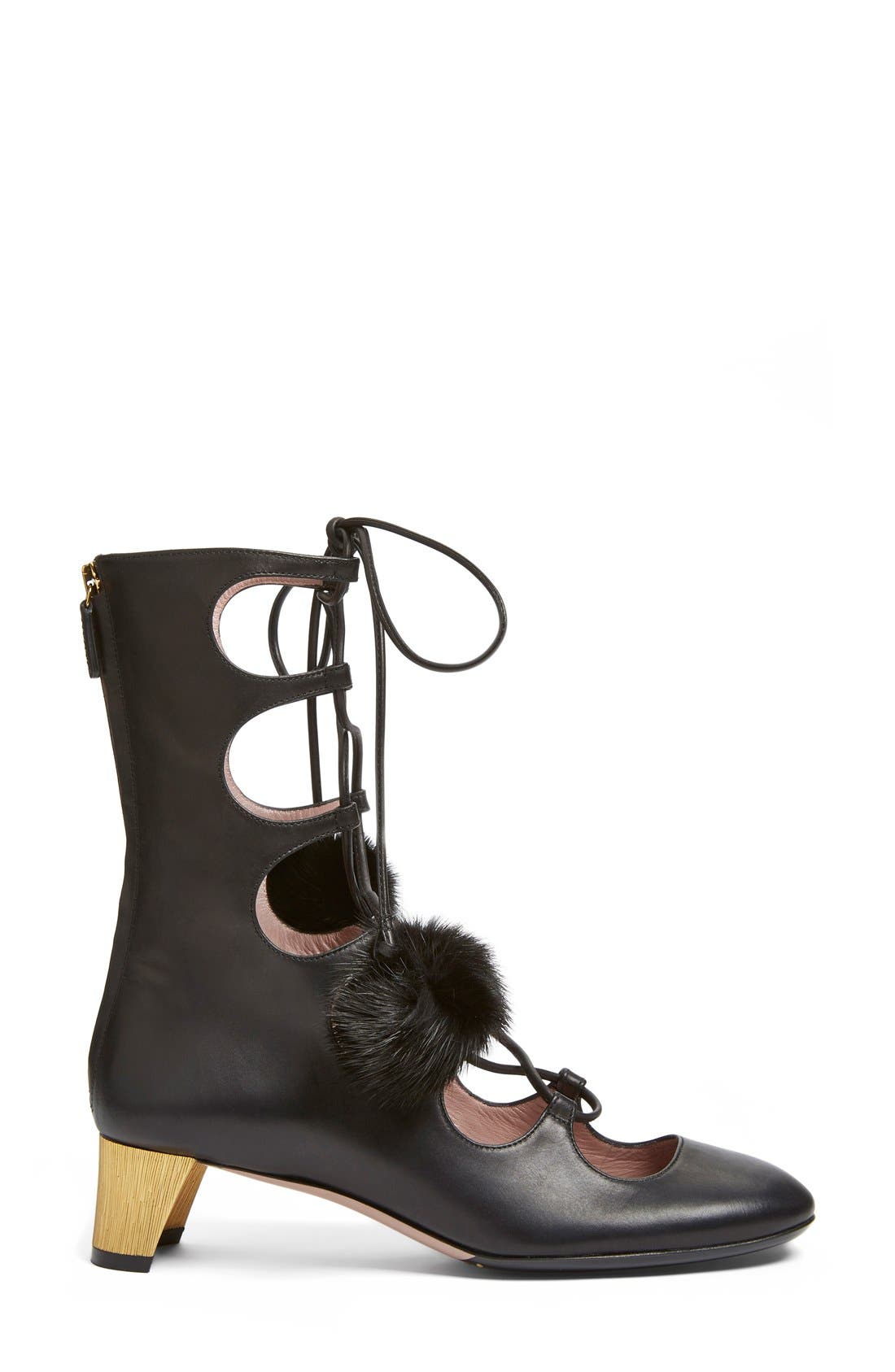 'Heloise' Lace-Up Boot, Alternate, color, BLACK LEATHER