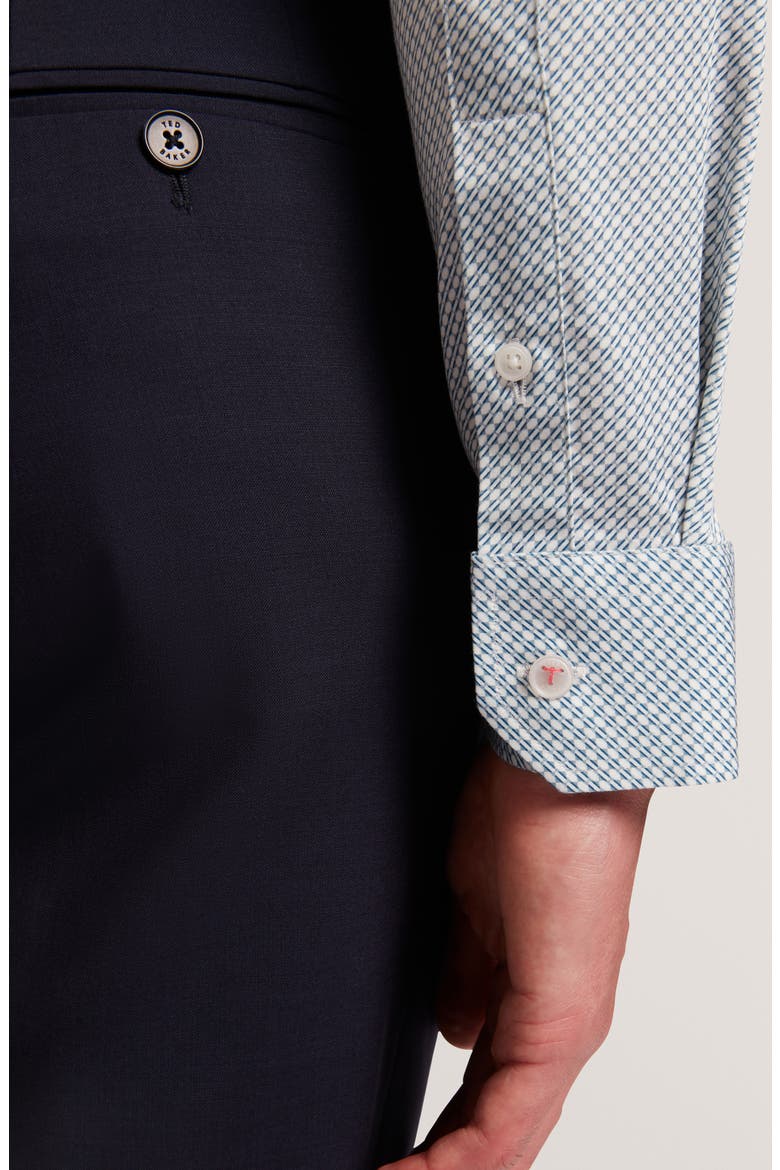 Olweno Slim Fit Microprint Stretch Cotton Button-Up Shirt, Alternate, color, LIGHT BLUE