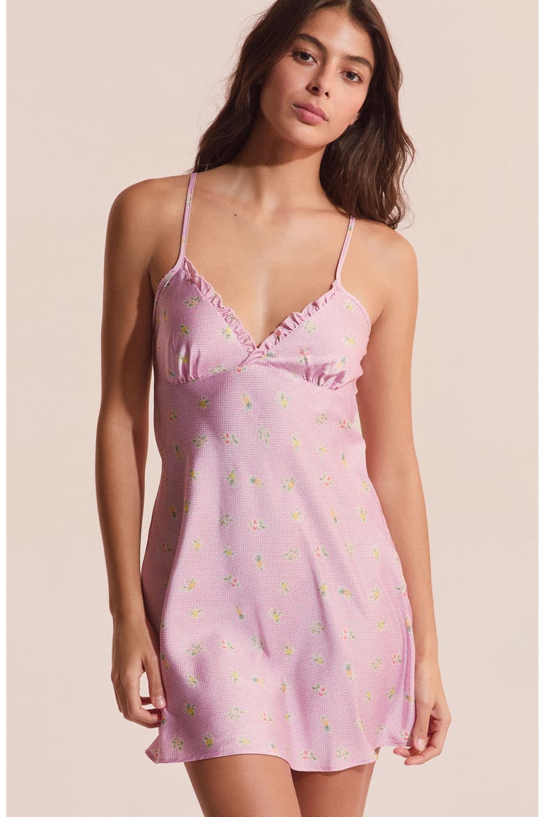 Baie Floral Ruffle Trim Nightgown, Alternate, color, IMP FOND ROSE
