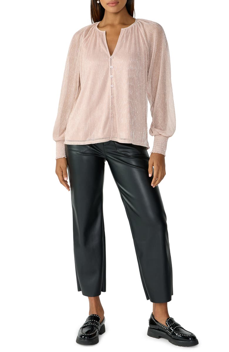 Sanctuary Love Always Metallic Knit Top, Alternate, color, Pink Champ