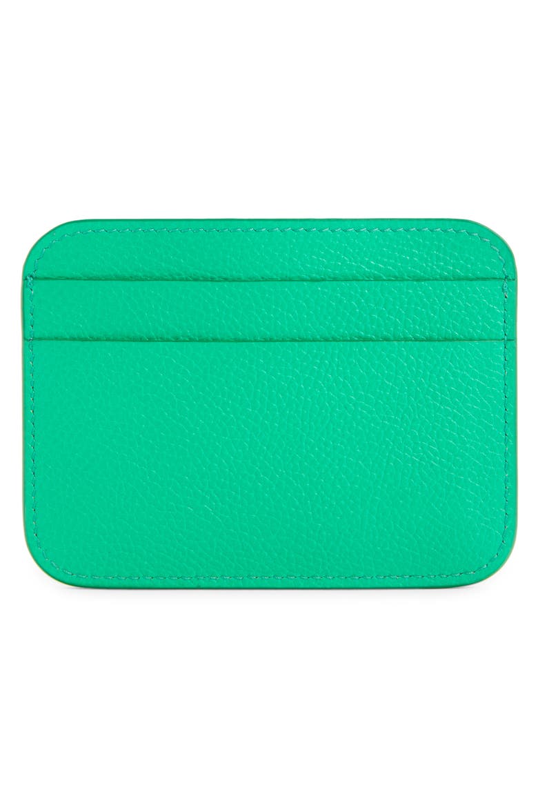 Cash Logo Leather Card Holder, Alternate, color, VIVID GREEN/ L WHITE