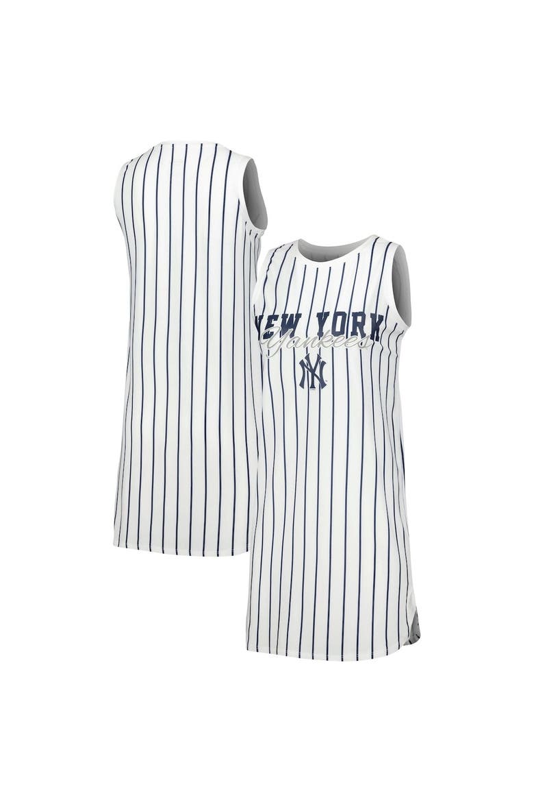 Women's Concepts Sport White New York Yankees Reel Pinstripe Knit Sleeveless Nightshirt, Main, color, White
