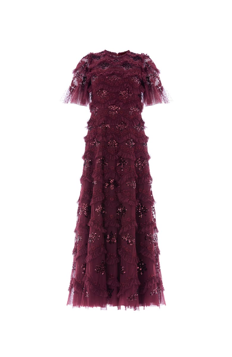 Needle & Thread Daisy Wave Ankle Gown, Alternate, color, Claret