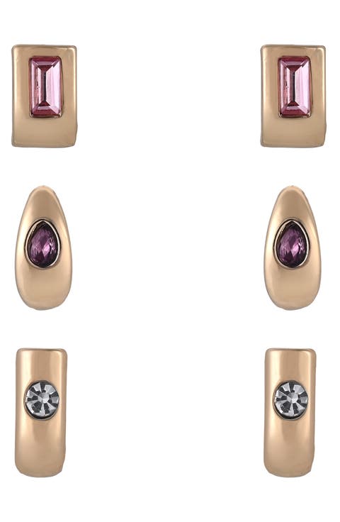 Set of 3 Huggie Hoop Earrings
