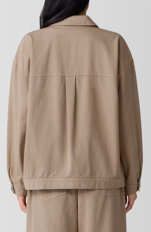 Eileen Fisher Classic Collar Organic Cotton Jacket In Biscuit