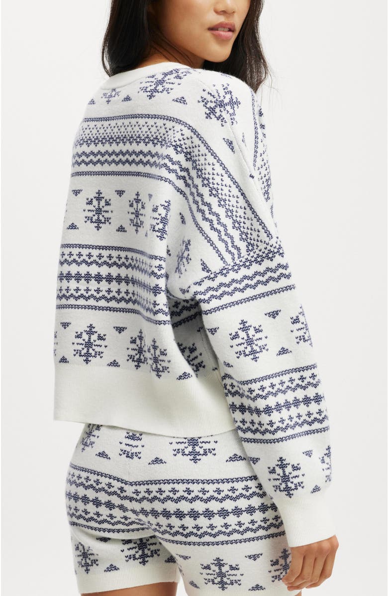 COTTON ON BODY Women's Novelty Knitted Jumper, Alternate, color, Coconut Milk Snow Flakes