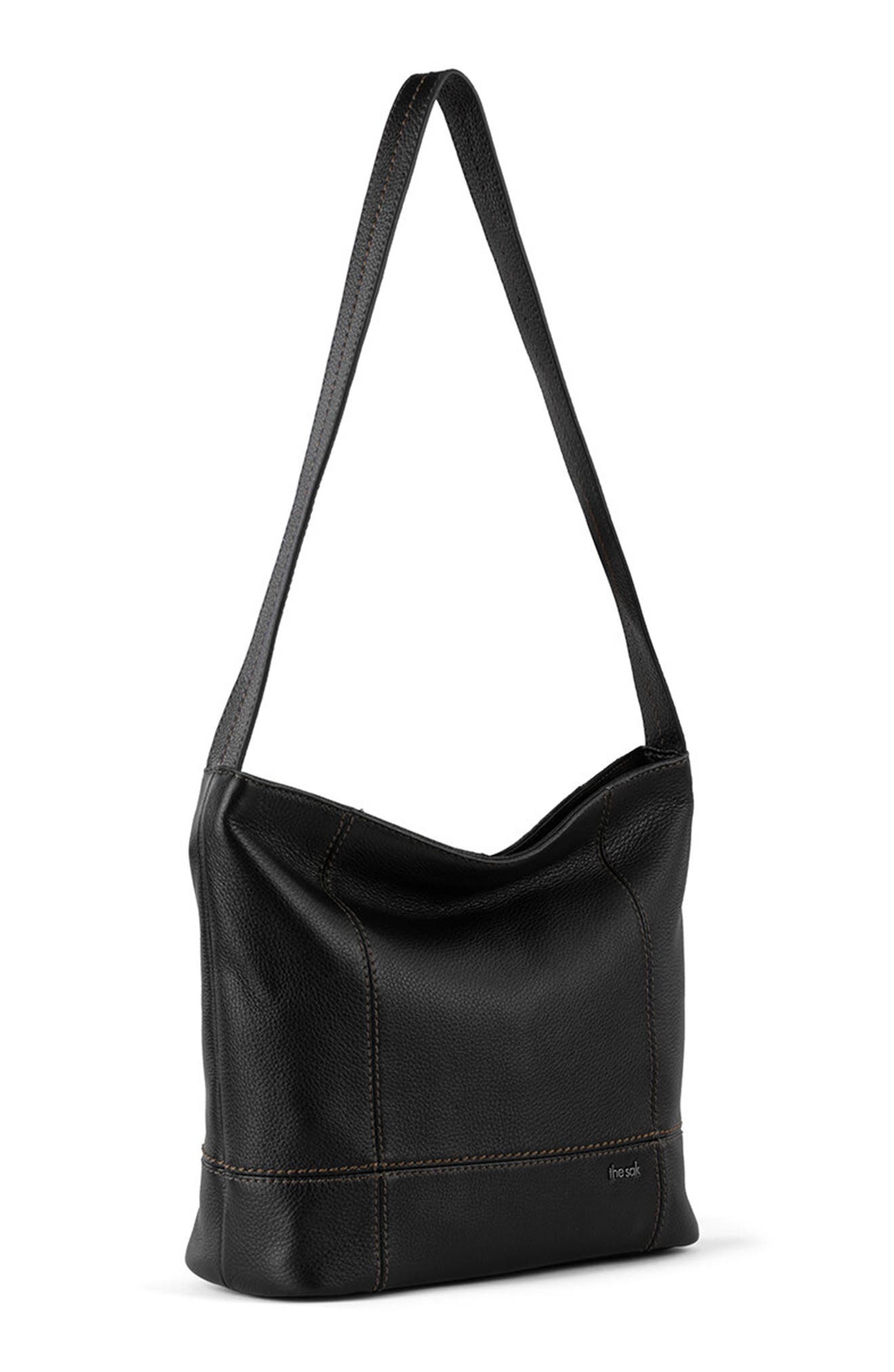 The Sak Leather Hobo Bag, Alternate, color, Black/ Black