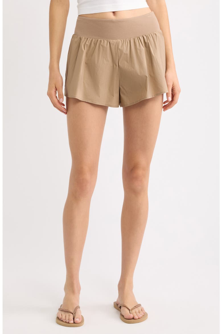Woven Stretch Cotton Flutter Shorts, Main, color, DESERT