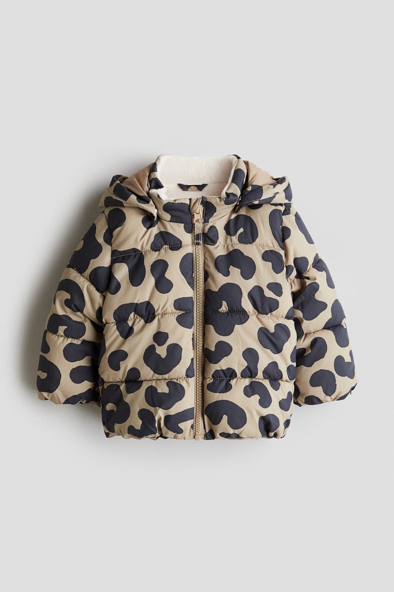 Water-repellent Puffer Jacket, Alternate, color, Beige/leopard print