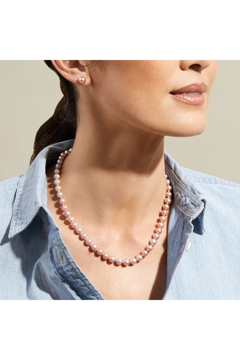 7.0-7.5mm Pink Freshwater Pearl Necklace & Earrings, Alternate, color, Pink Pearls