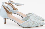 Kailee P Claudia Crochet Lace pointed toe Wedding Kitten Low Heel