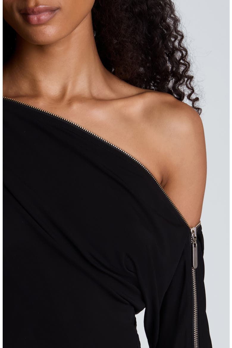 Zipper Shoulder Minidress, Alternate, color, BLACK
