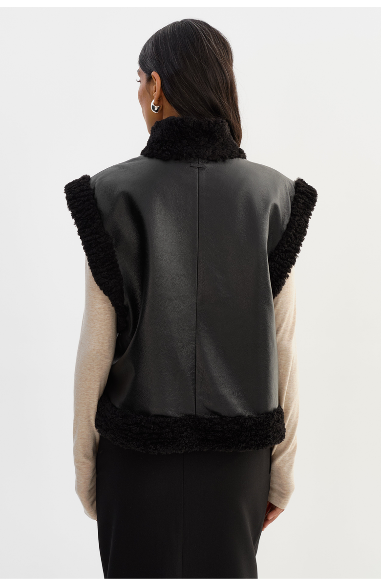 LAMARQUE Dua | Reversible Faux Fur Vest, Alternate, color, Black