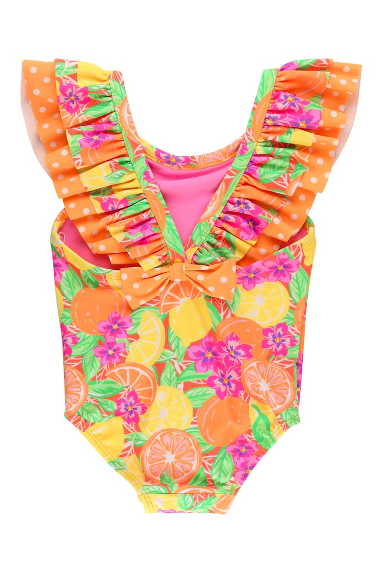 Kids' Neon Squeeze the Day One-Piece Swimsuit, Alternate, color, YELLOW