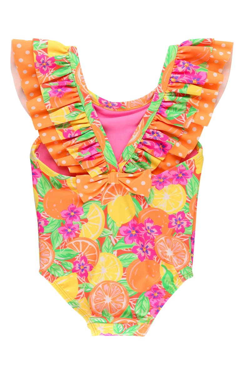 RuffleButts Kids' Neon Squeeze the Day One-Piece Swimsuit, Alternate, color, 