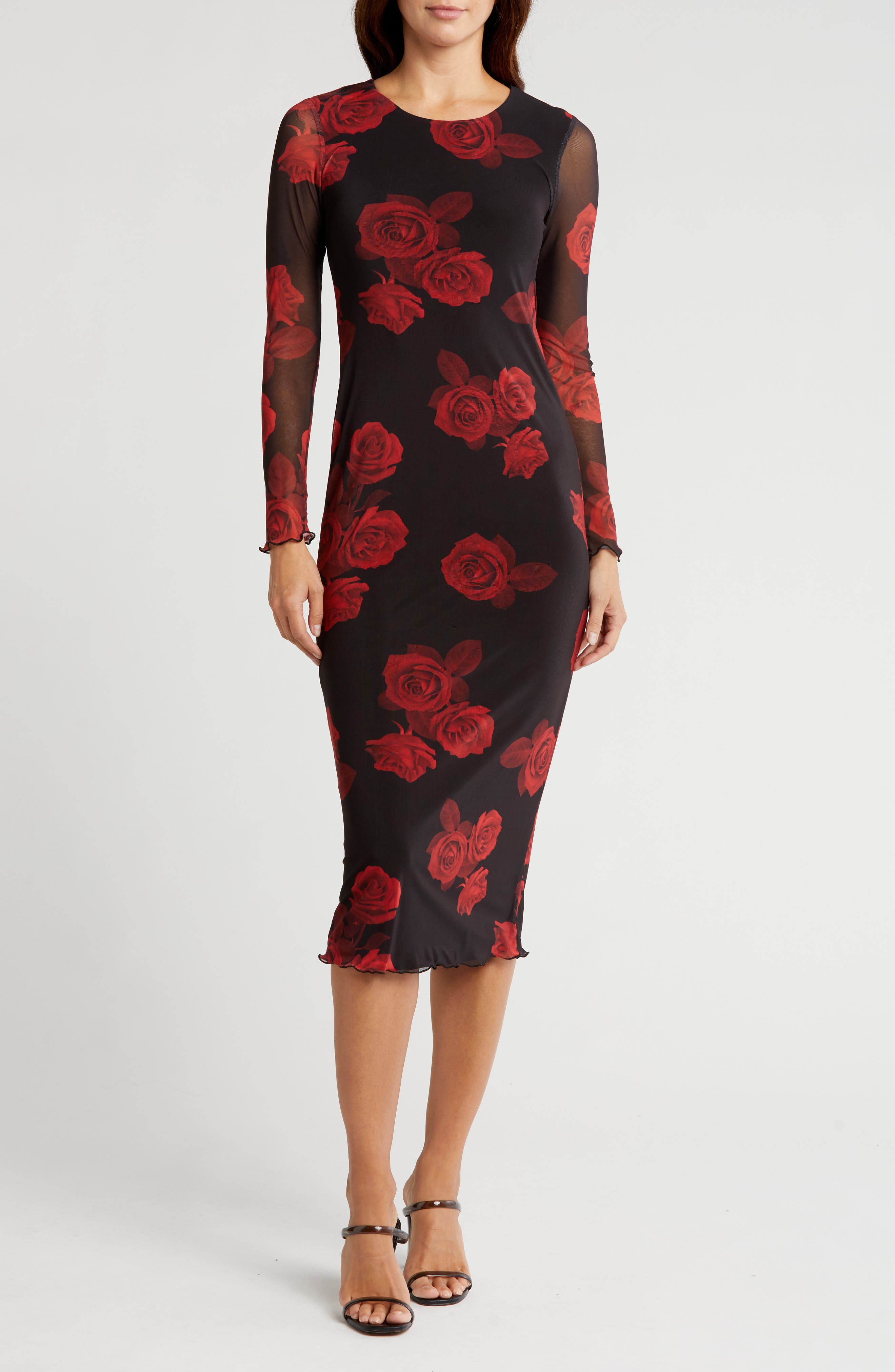 bebe Floral Long Sleeve Dress