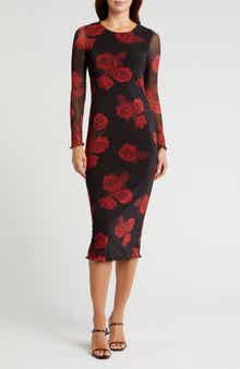 bebe Floral Long Sleeve Dress