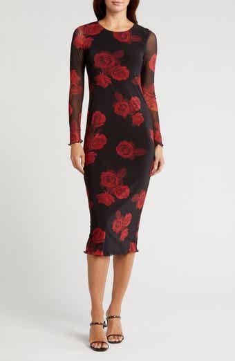 bebe Floral Long Sleeve Dress