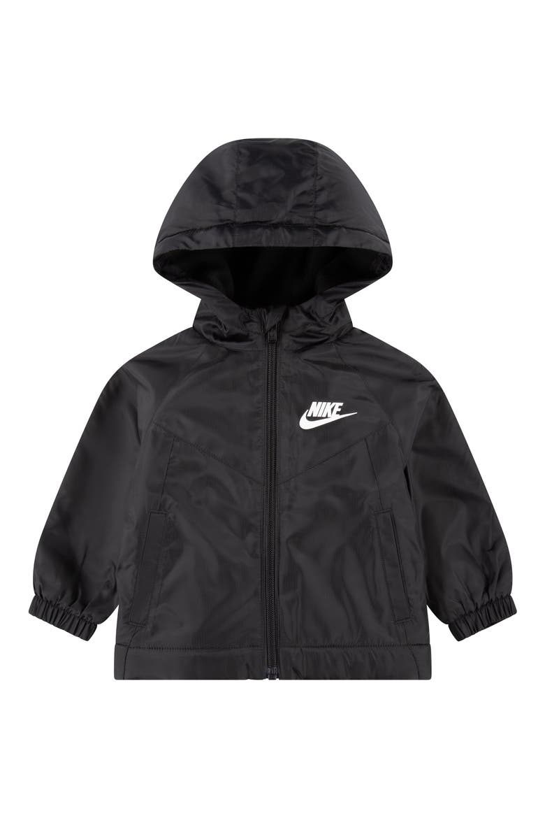 Fleece Lined Windbreaker Jacket, Main, color, BLACK/ WHITE