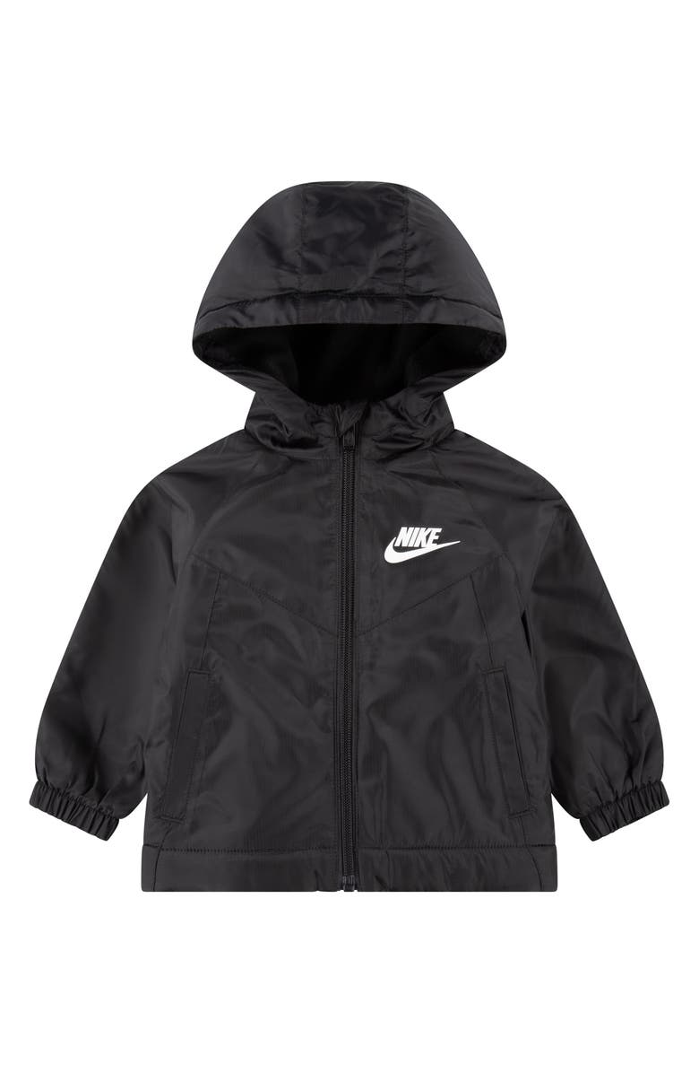 Nike Fleece Lined Windbreaker Jacket, Main, color, Black/ White