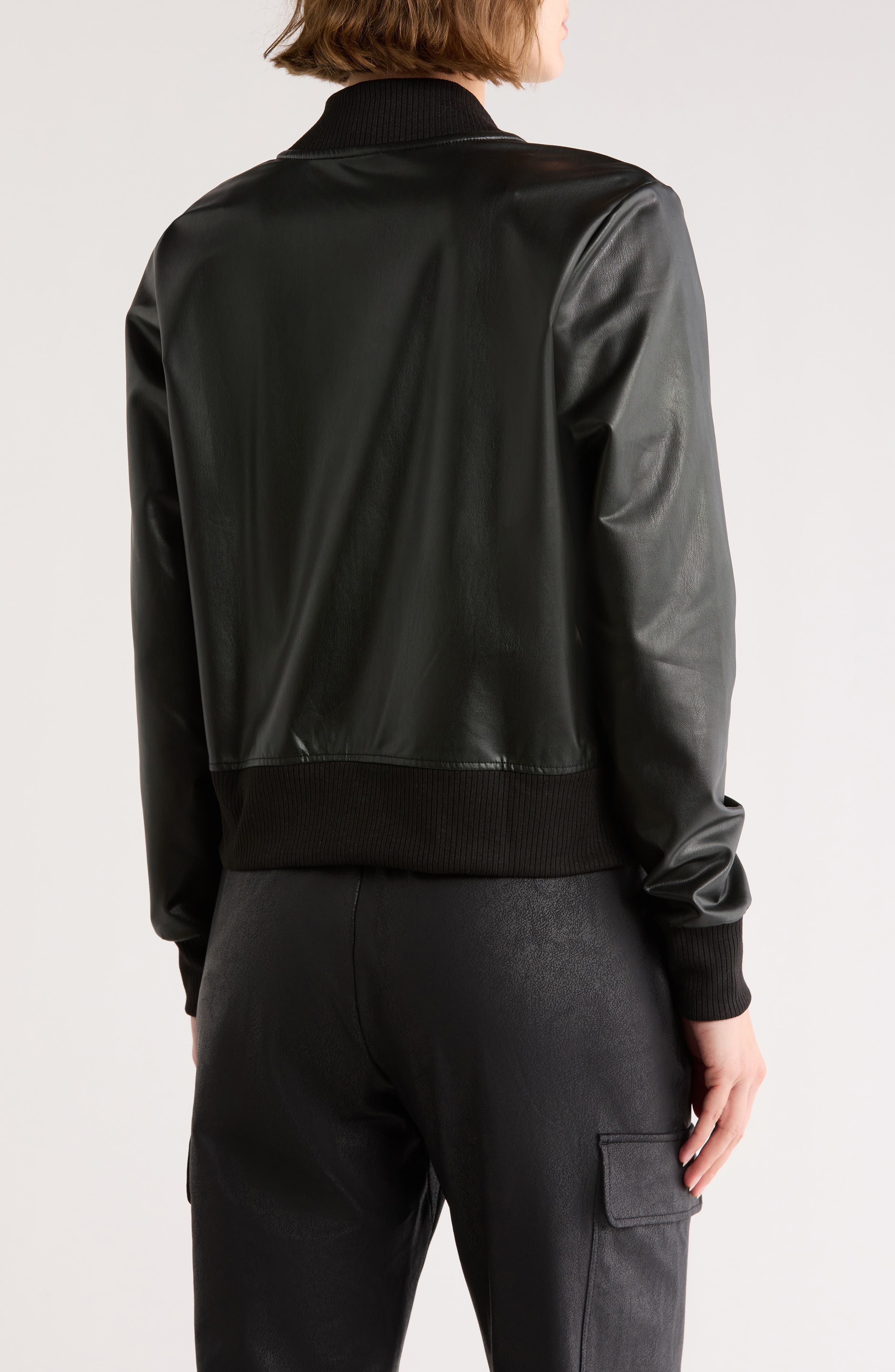 90 DEGREE BY REFLEX Faux Leather Crop Bomber Jacket (Women) | Nordstromrack