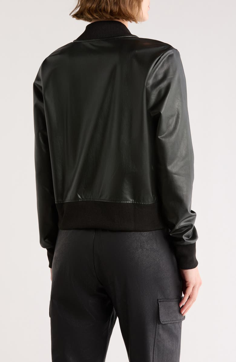 90 DEGREE BY REFLEX Faux Leather Crop Bomber Jacket, Alternate, color, Black