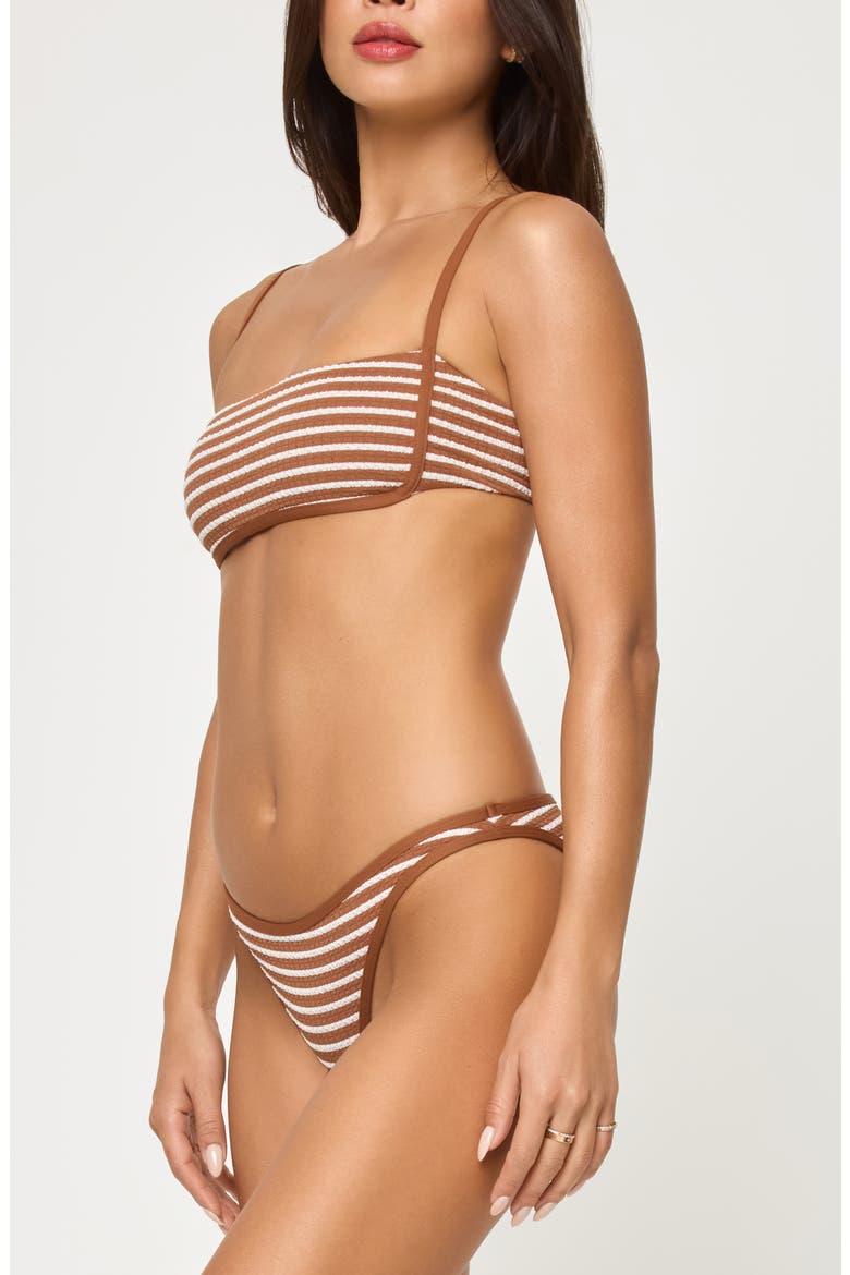 Hazel Stripe Bikini Top, Alternate, color, BROWN SUGAR