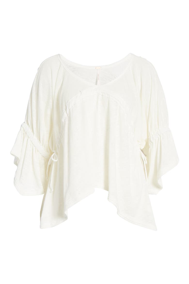 Ruffle Linen Blend Top, Alternate, color, IVORY
