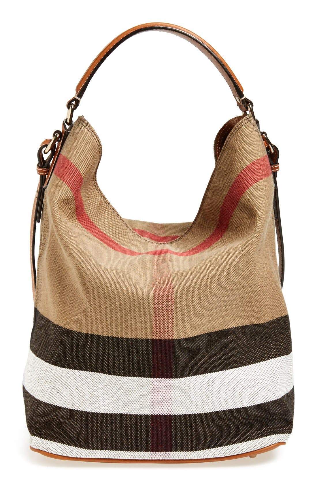 Burberry Medium Ashby Check Print Bucket Bag, Main, color, 
