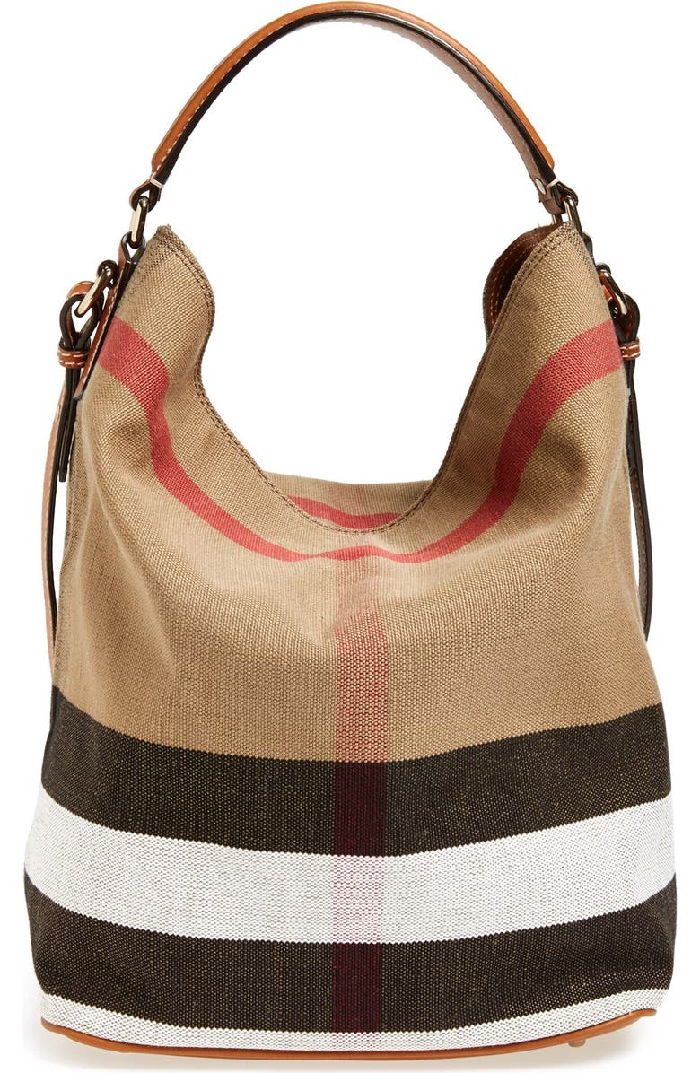 Burberry Medium Ashby Check Print Bucket Bag, Main, color,